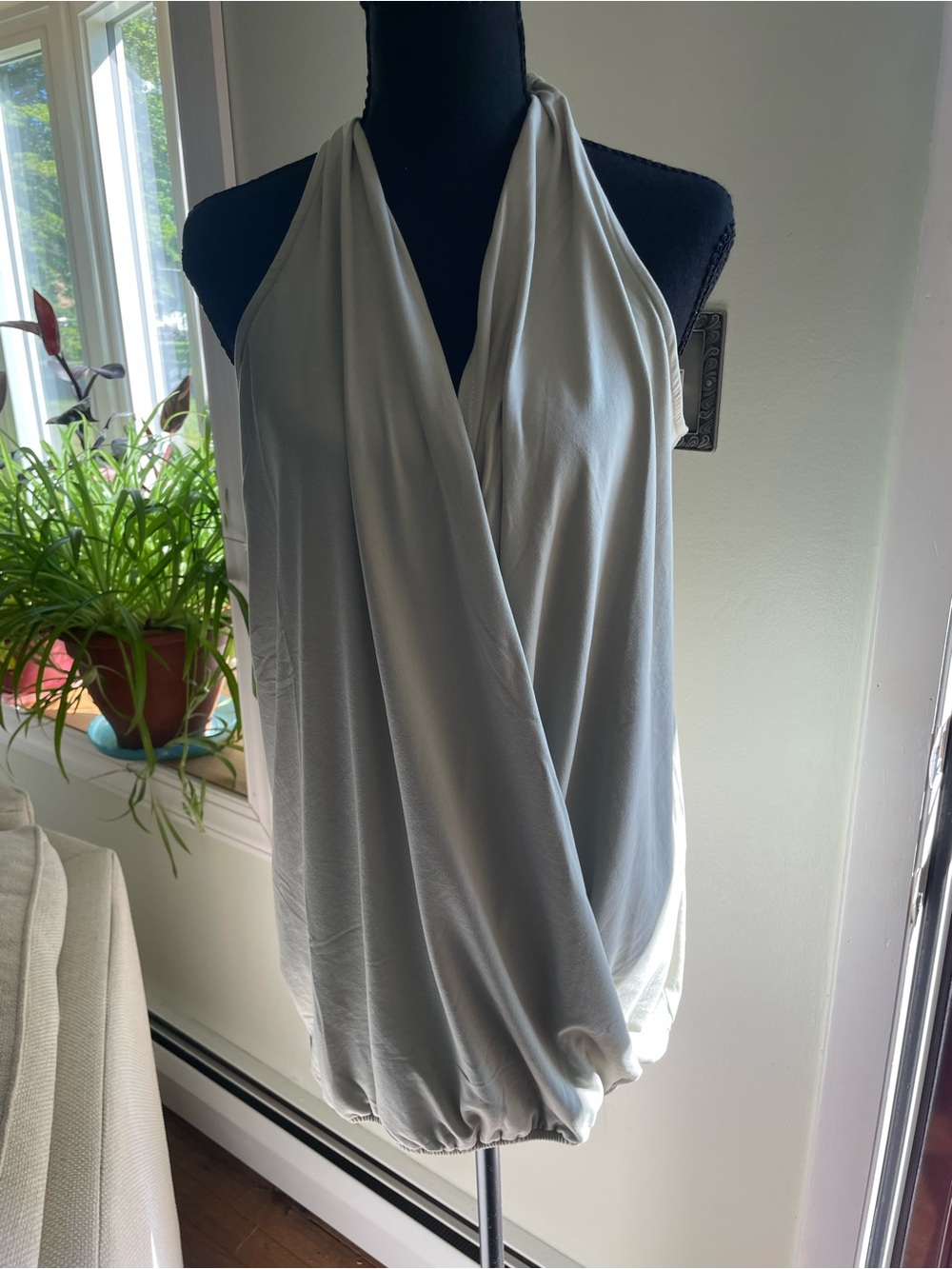 Zenana Outfitters Light Gray Halter Drape Tank